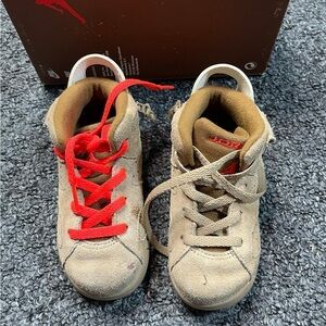 Kids Tan and Red Sneakers